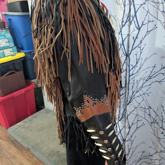 Fringe Leather Jacket with Beaded Accents - Picture 9 of 12